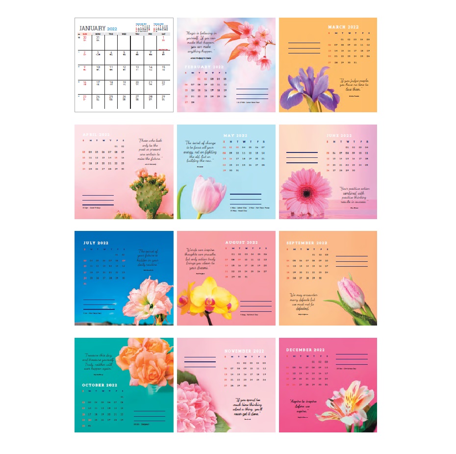 Wire-O Desk Calendar (Blooming Days)