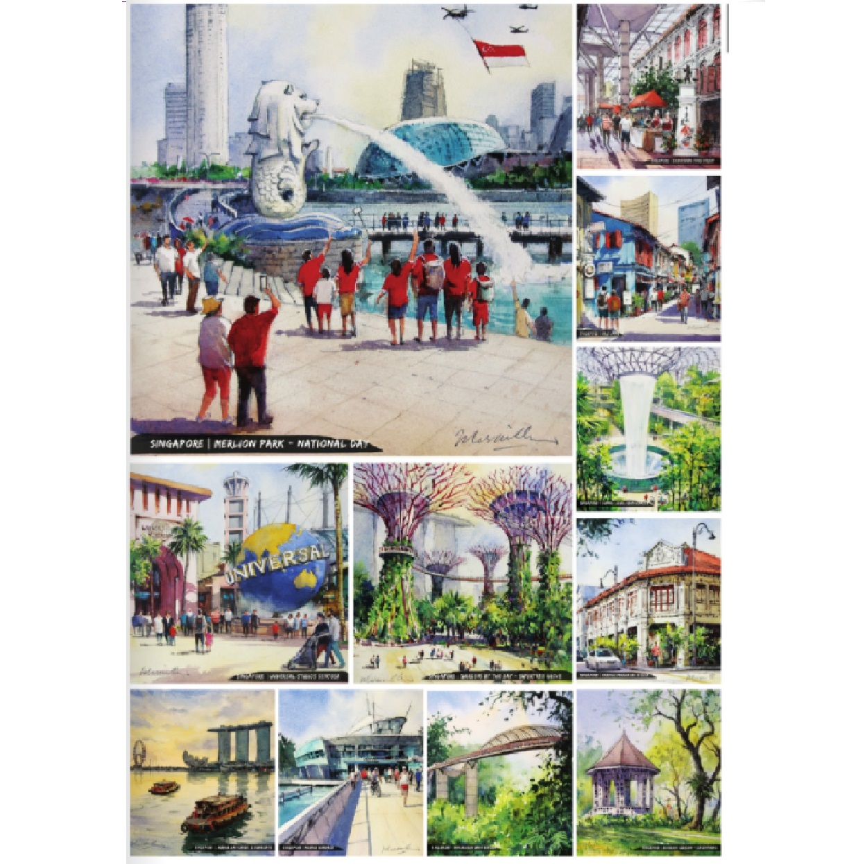 Deluxe Desktop Calendar (Singapore Watercolour by Marvin Chew)