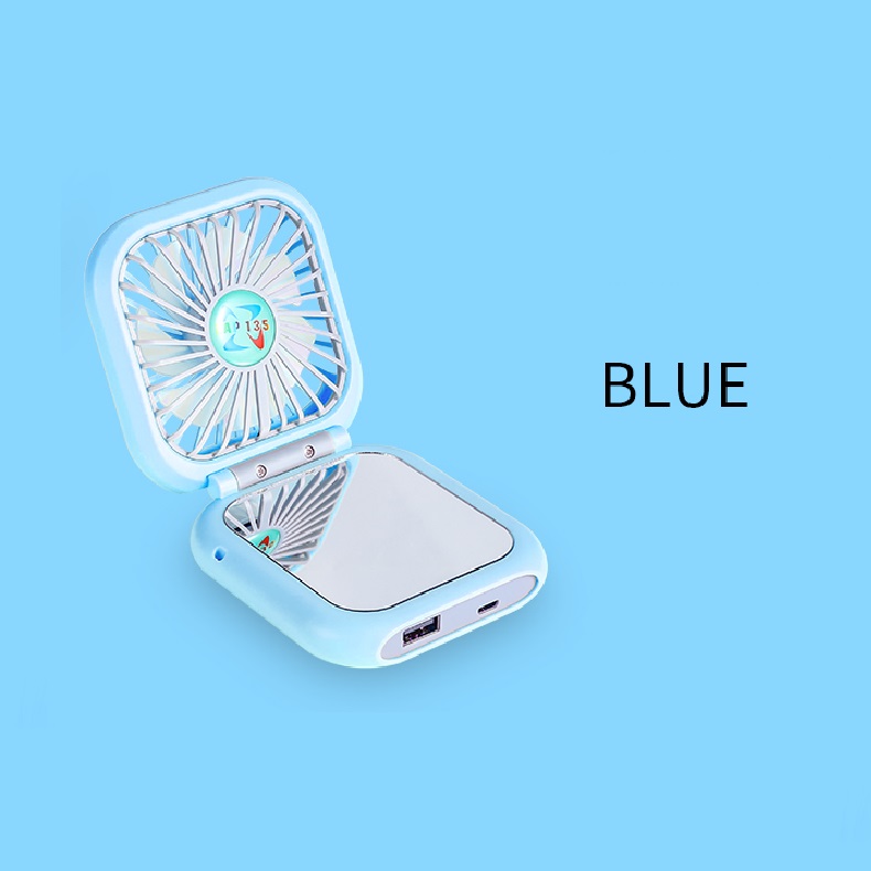 3 in 1 Mini Electric Mirror Fan with Power Bank