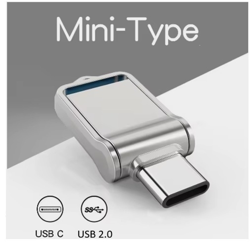 Swivel Mini Metal USB-C Flash Drive, 16GB