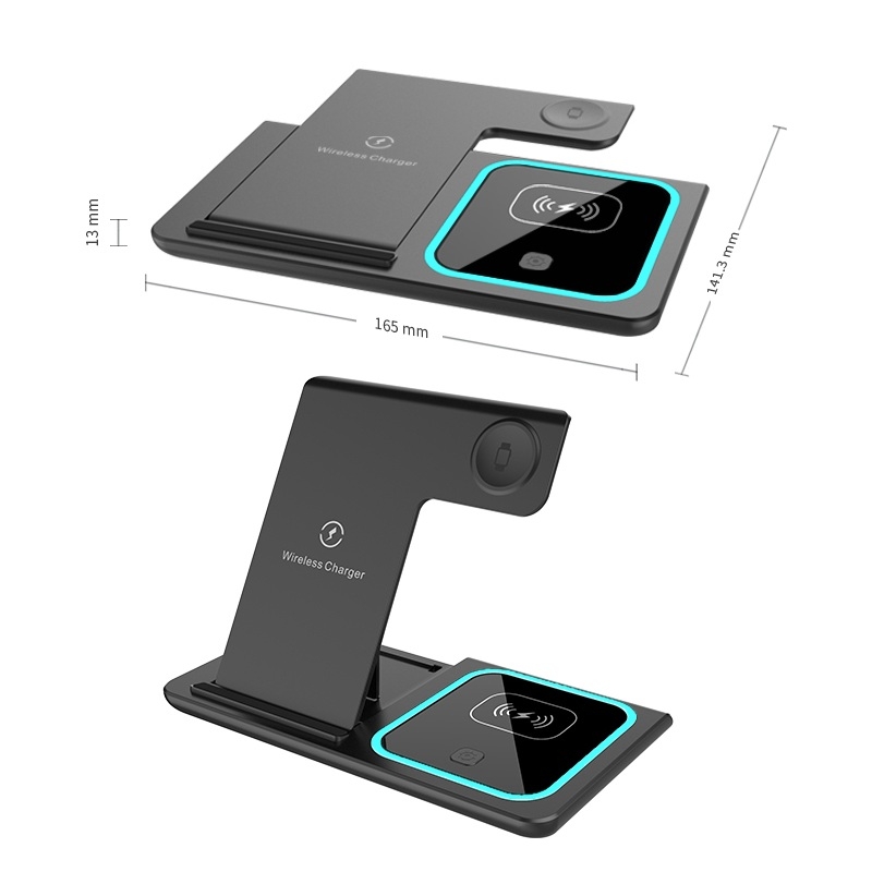 Foldable Phone Stand with 3 in 1 Wireless Charger