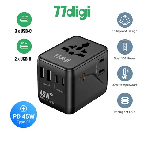 77Digi 45W Travel Adapter