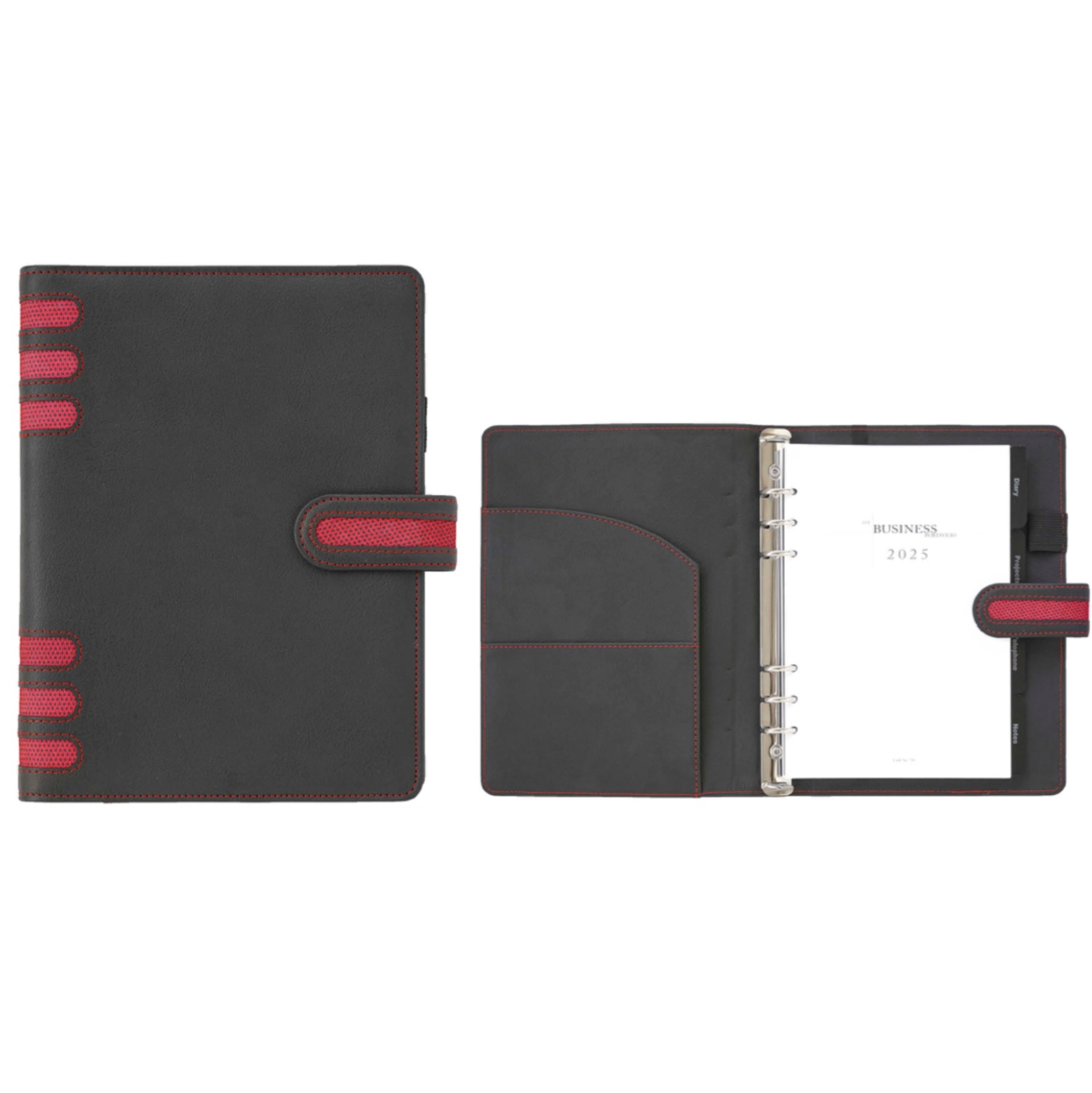 Ringed Business Portfolio 2 Tone PU with Magnetic Clip
