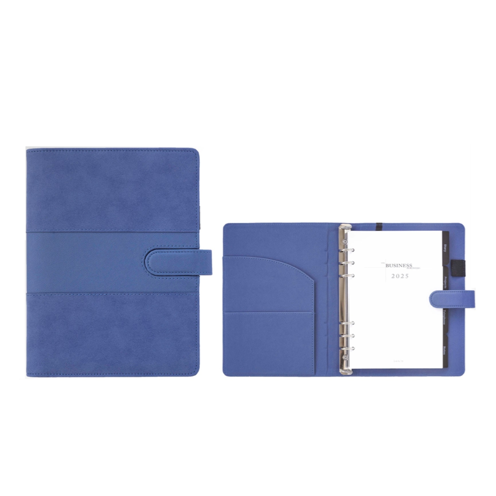 Ringed Business Portfolio 2-Tone Blue PU Cover