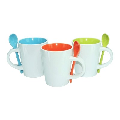 Dual Colour Mug with Spoon