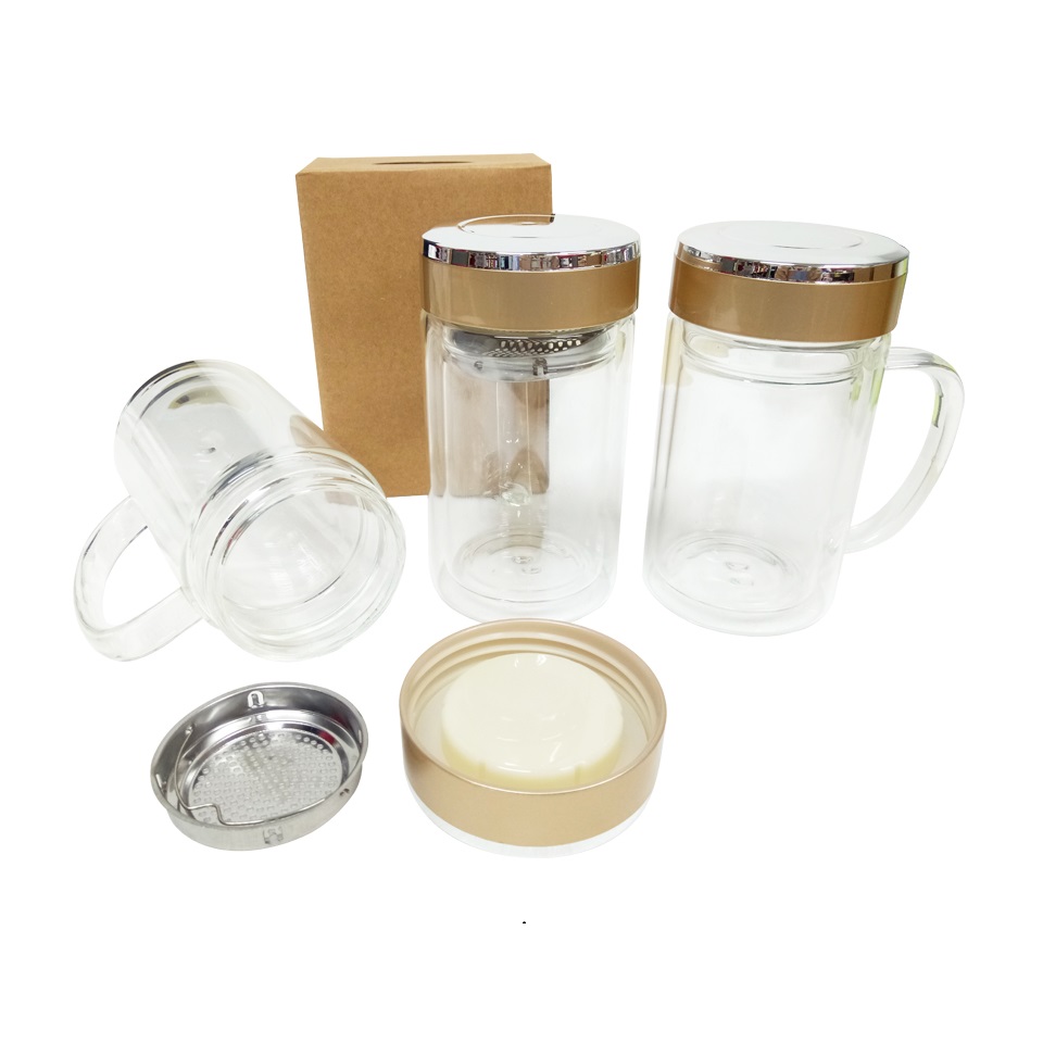 Double Wall Glass Mug with filter