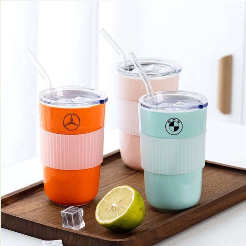 Ceramic Straw Cup with Silicone Wave Sleeve
