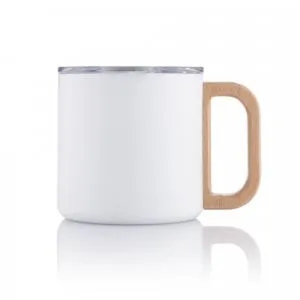 Vacuum Mug with Beech Wood Handle With Lid