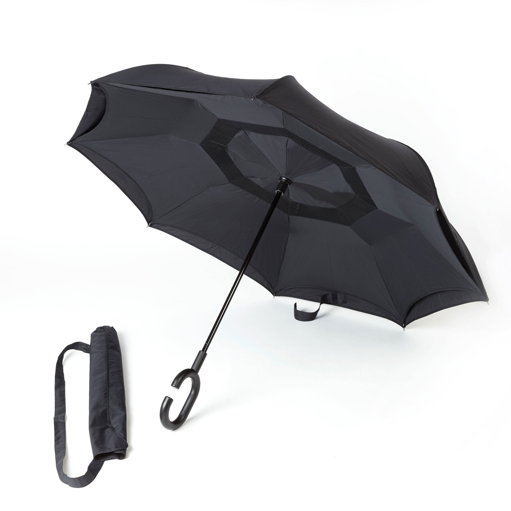 Reverse Long Umbrella with Push Button