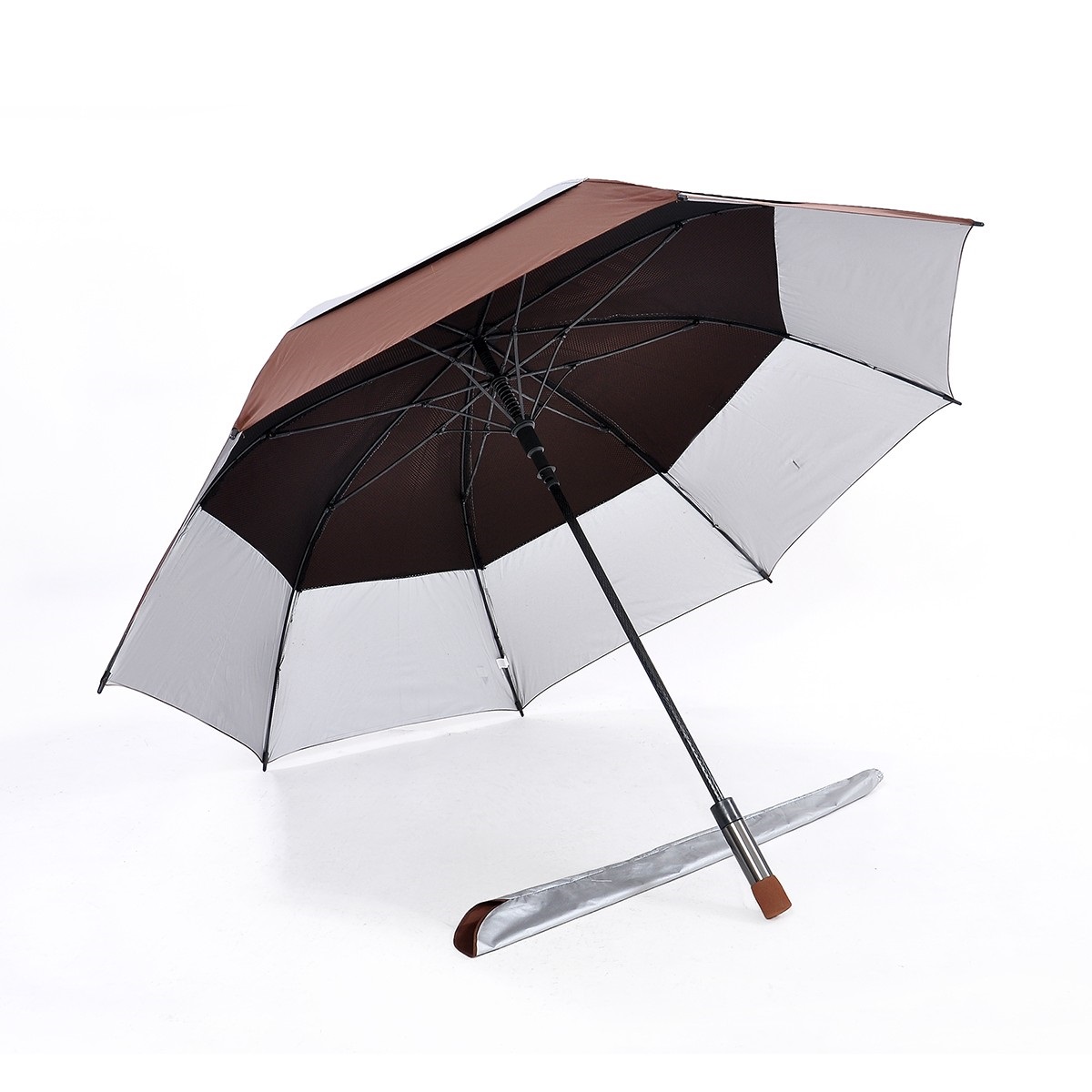 Double Tiered with Auto Open, Windproof Golf Umbrella